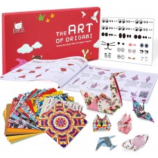 90 PCS Origami Paper Kit, Double Sided Origami Paper, Kaleidoscope, Japanese and Animal Patterns Set with Guide Book for Kids, Adults